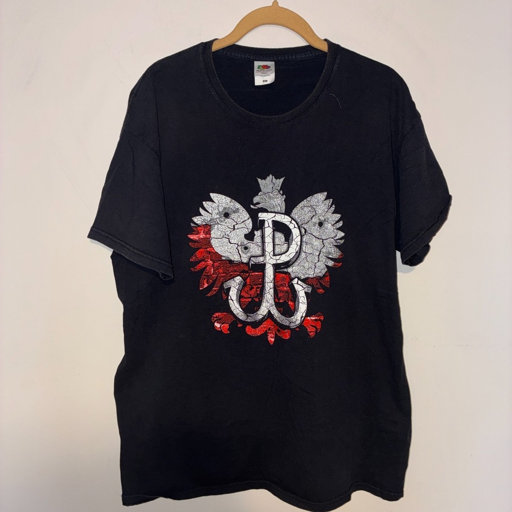 Poland Polska Walczaca Fighting Poland Kotwica Eagle T-Shirt XL Black